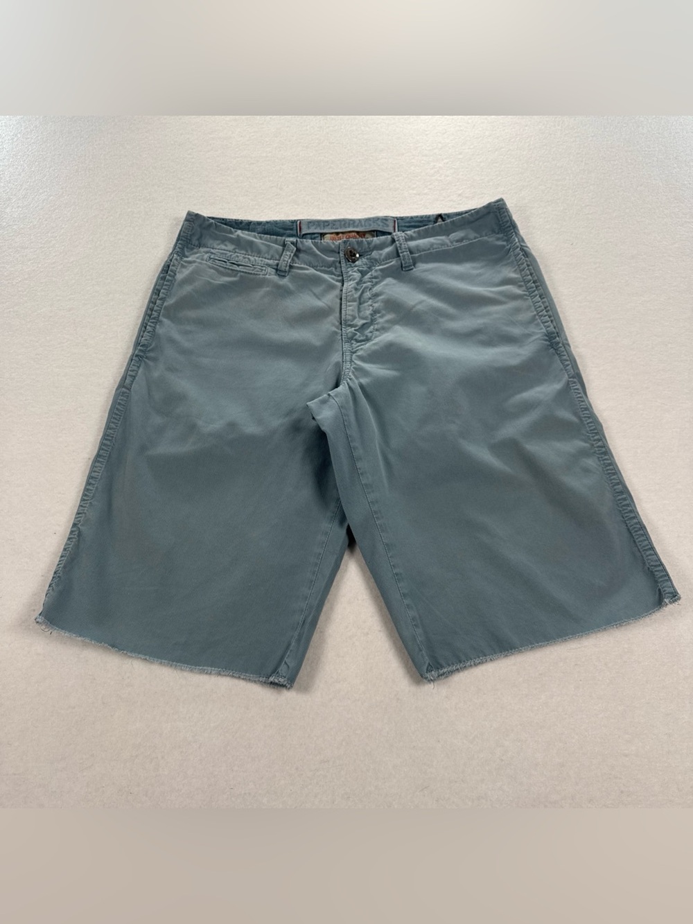 Paperbacks Flat Front Casual Shorts Size 29 Chino Surf Cali Long Raw Hem Bermuda - Picture 7 of 12